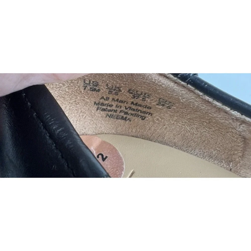 Naturalizer Neema Pumps Low Block Heel Almond Toe Vegan Leather Black Size 7.5 M